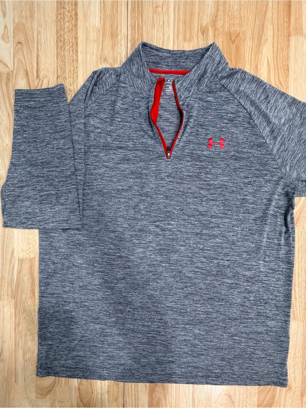 Under Armour Heather Gray Quarter-Zip Pullover with Red Trim